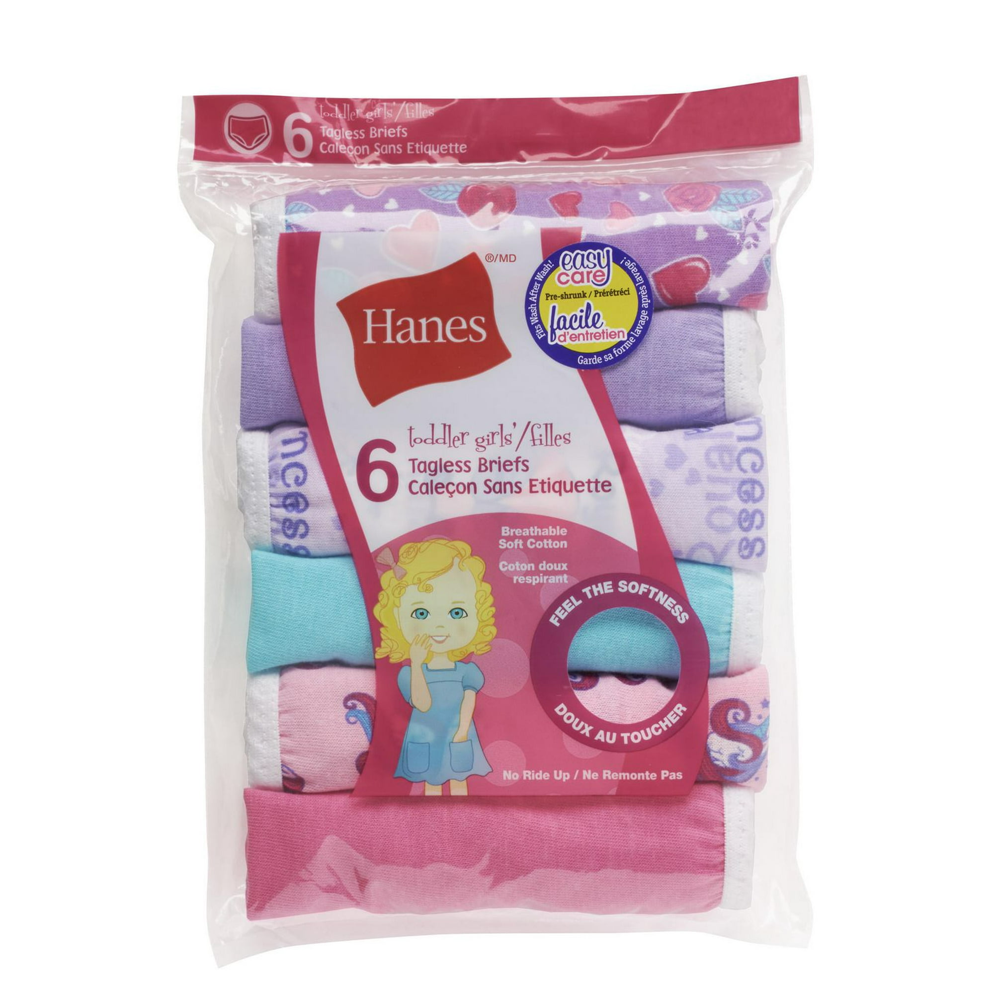 Hanes Girls' Cotton Brief Underwear, 6-Pack