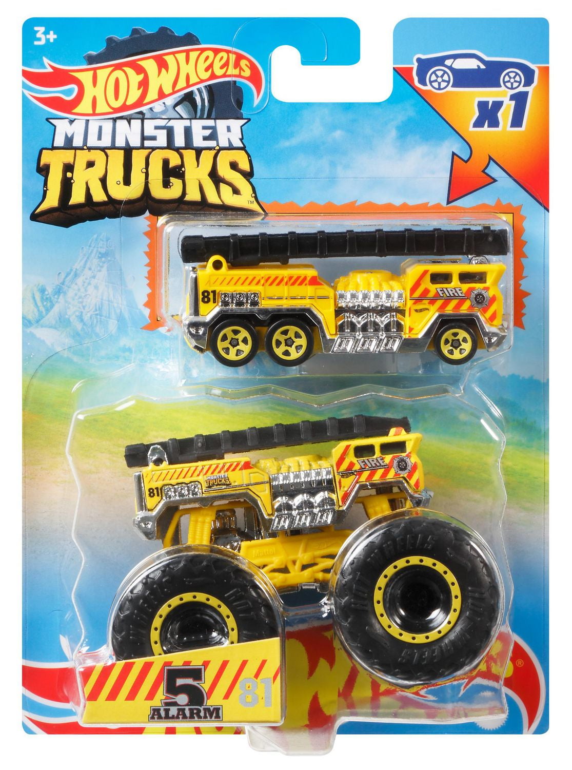 Hot Wheels Monster Trucks 1:64 scale 5 Alarm 2-Pack Vehicles