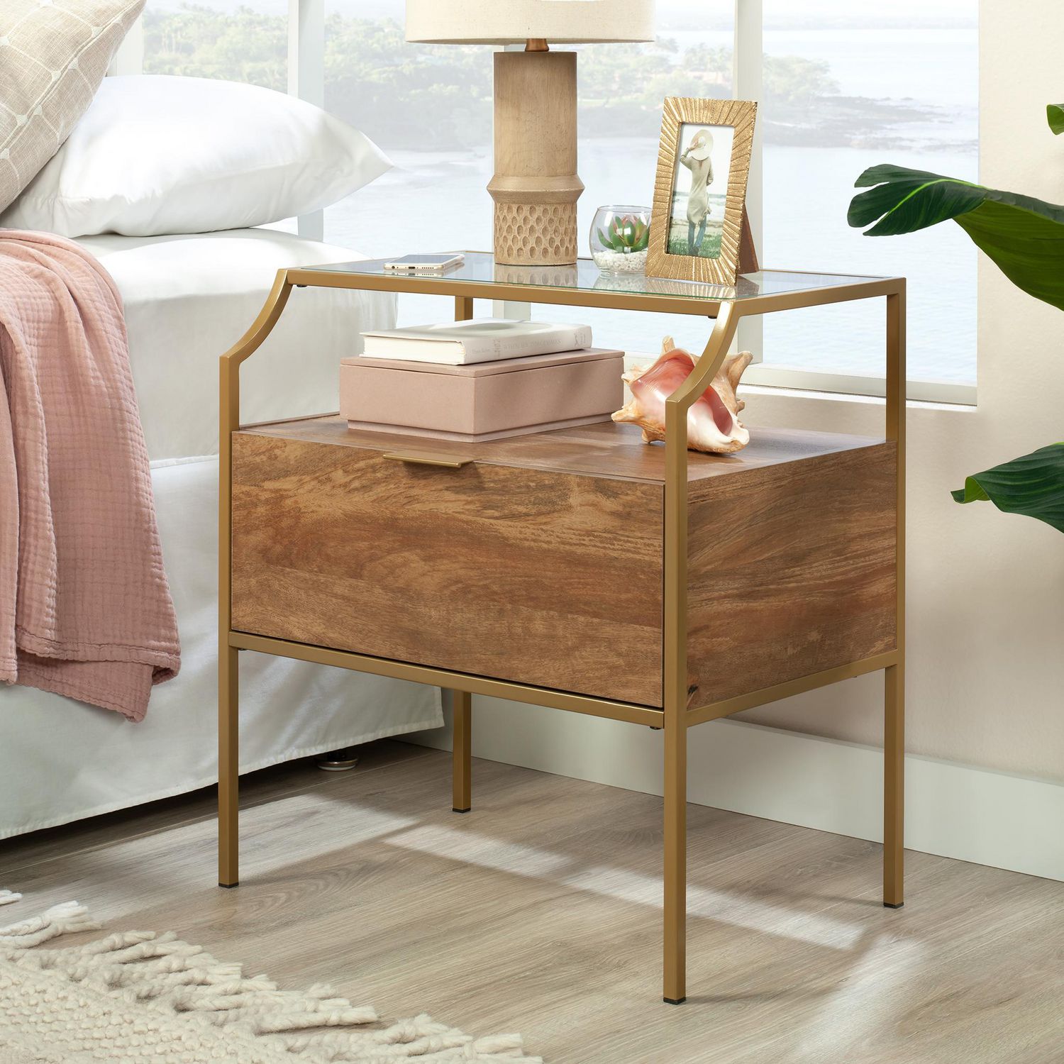 Sauder International Lux Night Stand, Sindoori Mango Finish