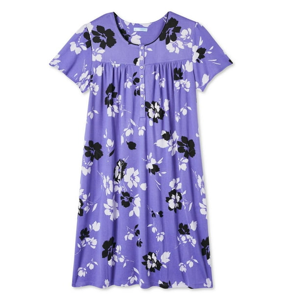 Pijamaevi Lilac Point Patterned Strap Sleeve Women's Nightgown