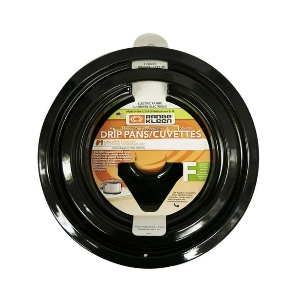 Range Kleen Heavy Duty Porcelain Drip Pans, Pack of 2 1 Small & 1