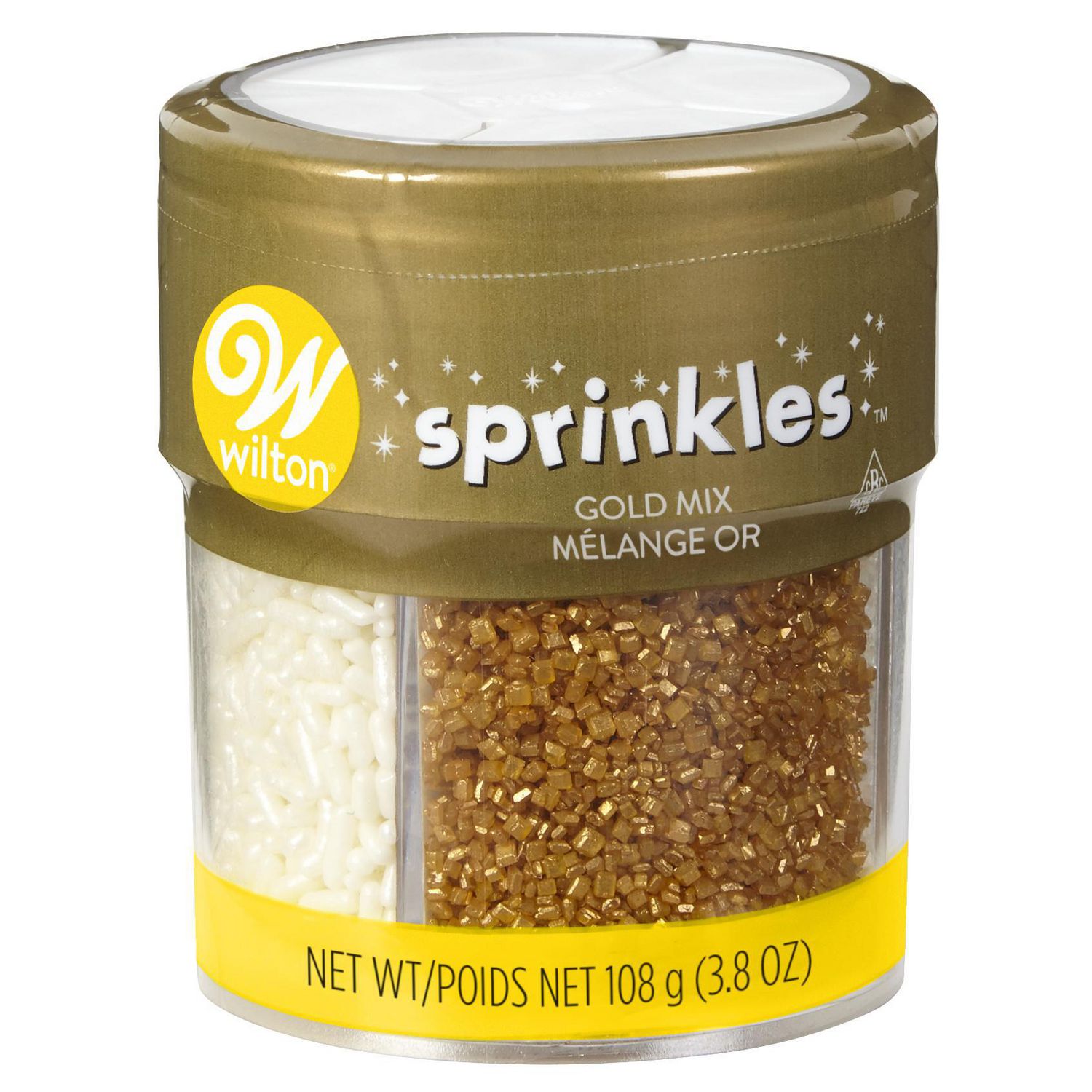 Wilton Pearlized White & Gold Mix 4-Cell Sprinkles, Sprinkle Mix