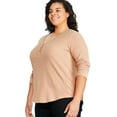 thumbnail image 2 of George Women's Plus Waffle Knit Henley, 2 of 6
