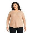 thumbnail image 1 of George Women's Plus Waffle Knit Henley, 1 of 6
