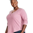 thumbnail image 2 of George Women's Plus Waffle Knit Henley, 2 of 6