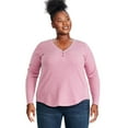 thumbnail image 1 of George Women's Plus Waffle Knit Henley, 1 of 6
