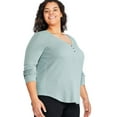thumbnail image 2 of George Women's Plus Waffle Knit Henley, 2 of 6