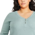 thumbnail image 4 of George Women's Plus Waffle Knit Henley, 4 of 6