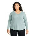 thumbnail image 1 of George Women's Plus Waffle Knit Henley, 1 of 6