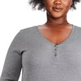 thumbnail image 4 of George Women's Plus Waffle Knit Henley, 4 of 6