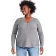 thumbnail image 1 of George Women's Plus Waffle Knit Henley, 1 of 6