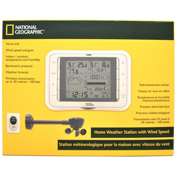 Weather Station with 3 Sensors, colour LCD, NATIONAL GEOGRAPHIC