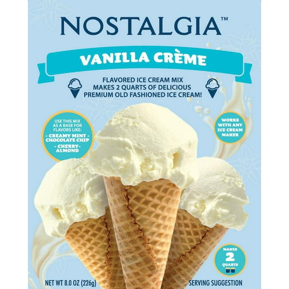 Nostalgia 2-Quart Premium Ice Cream Mix, Vanilla, Vanilla Ice Cream