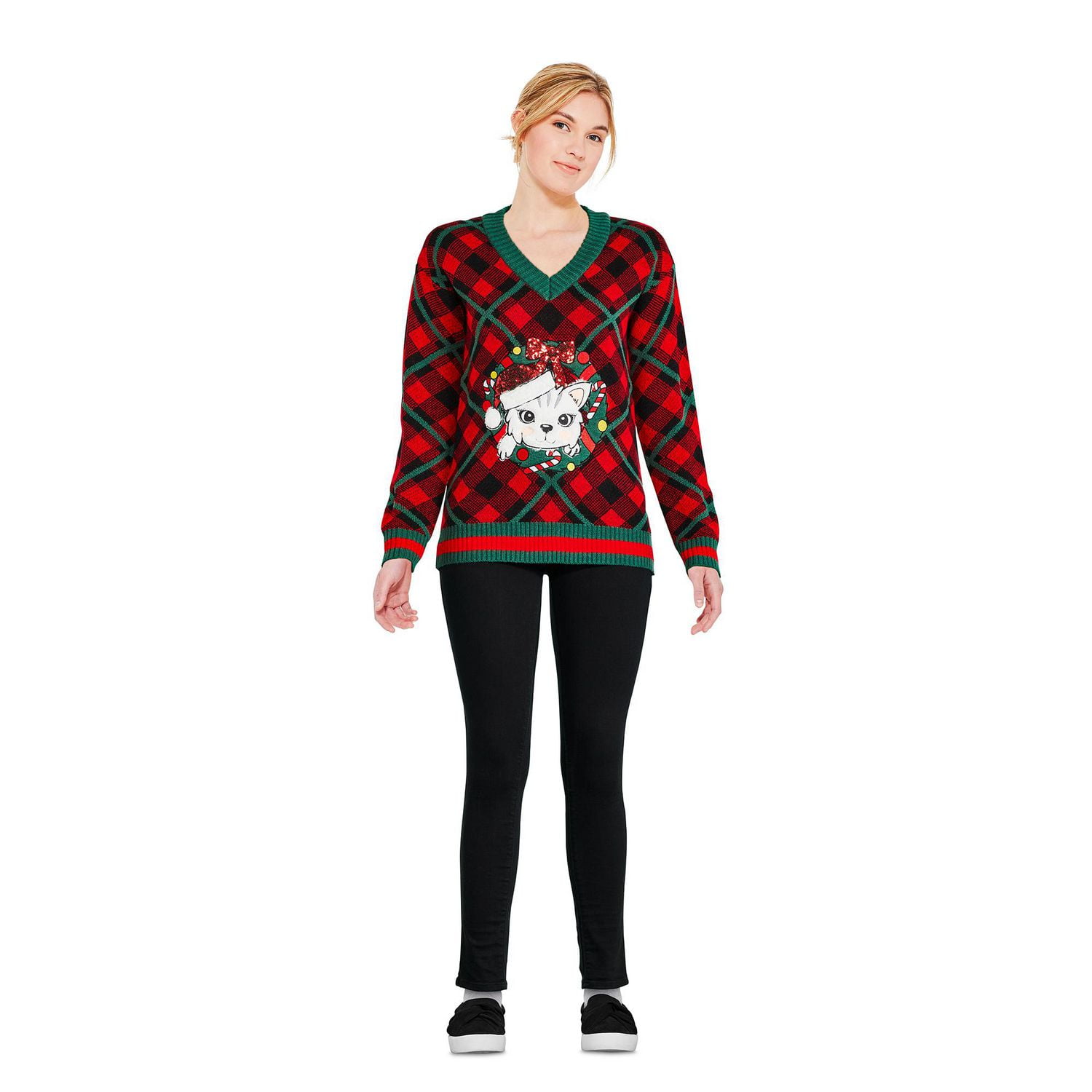 George Women's Happy Christmas Cat Sweater