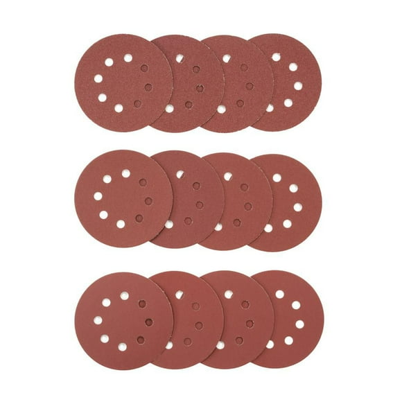 HART 5-inch Rand Orbit Sand Paper Assortment (12-Pack), 80-120-220 Grit