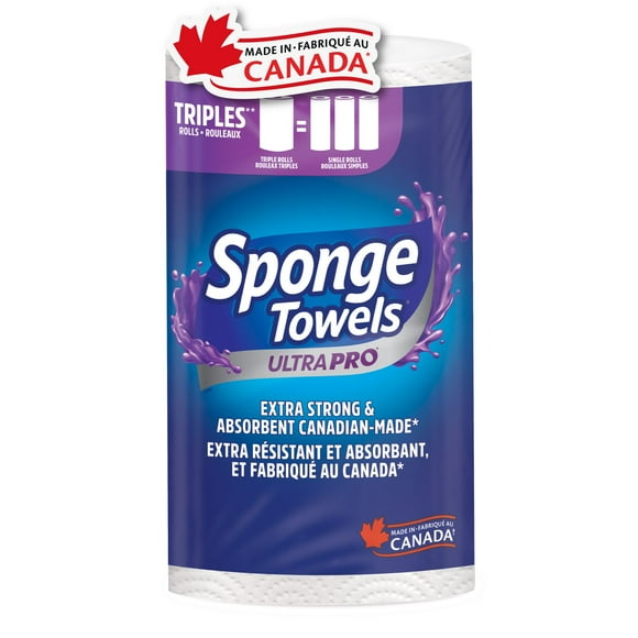SpongeTowels UltraPRO Essuie-tout Ultra résistantes et absorbantes, feuilles Choose-A-Size®, 1 = 3 rouleaux ordinaires Extra fort et absorbant