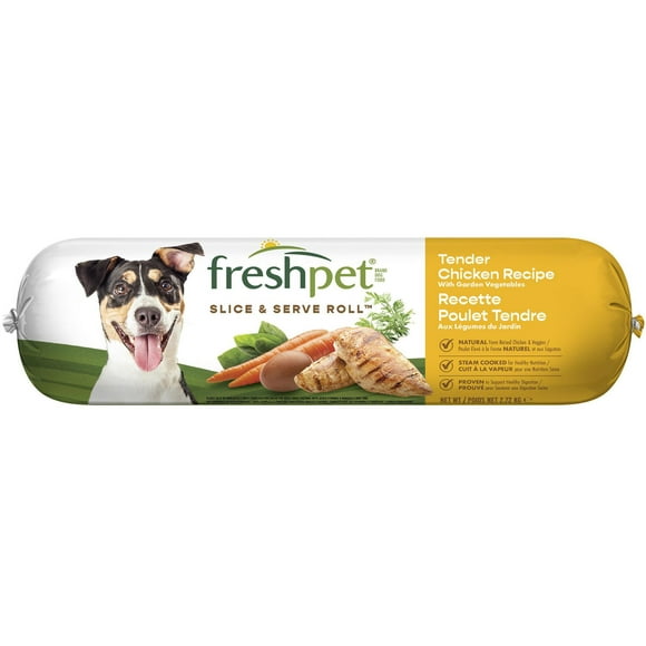 Tender chicken recipe with carrots, peas & brown rice, Freshpet Chicken Roll 2.72KG