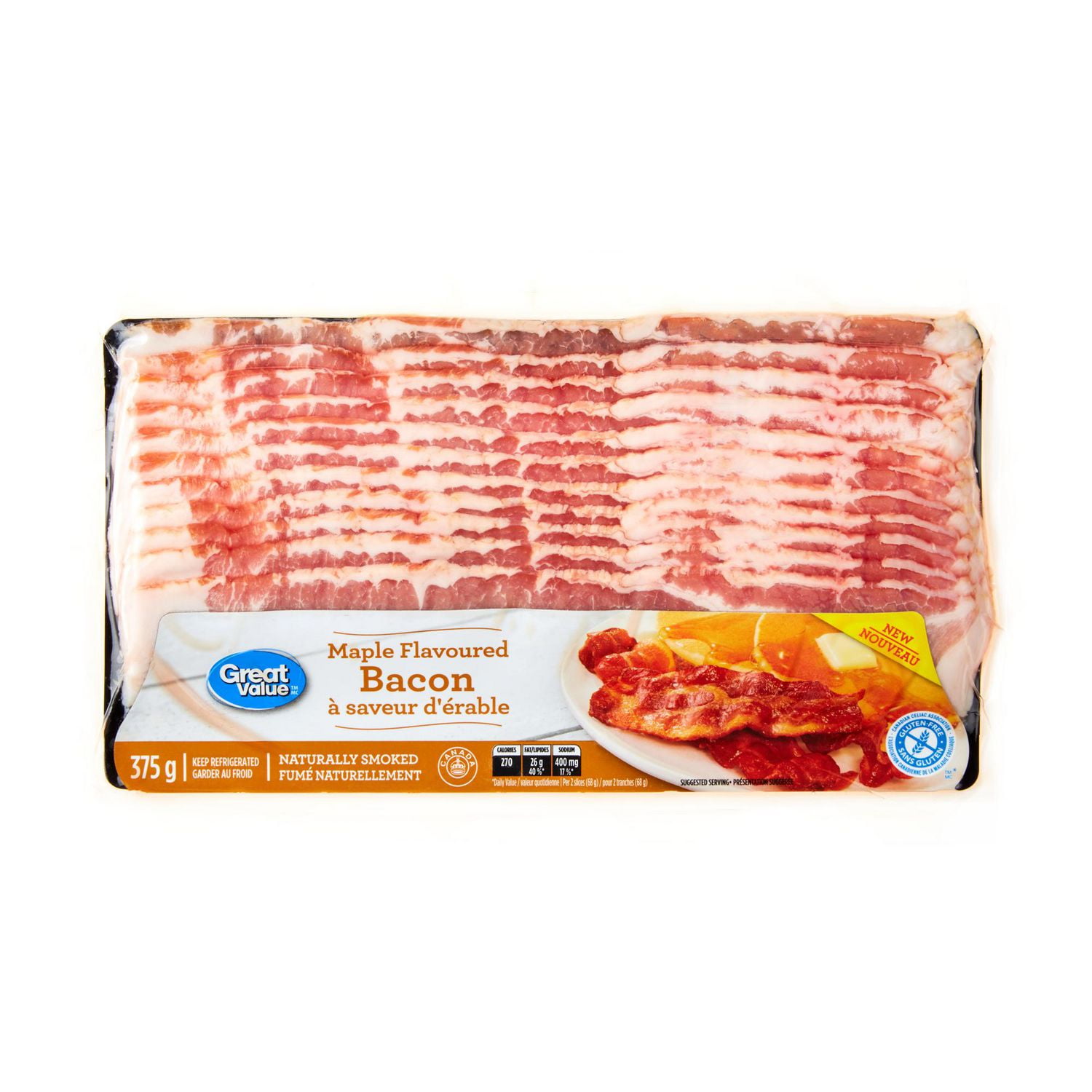 Great Value Maple Flavoured Bacon | Walmart Canada