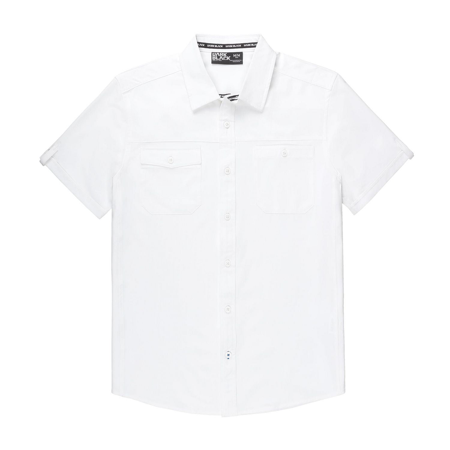 Dark Black Men's Short-Sleeve Button-Down Shirt, Sizes S-XXL