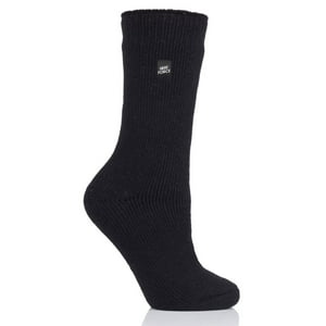 Heat Force Chaussette d'équipage solide noire 5-9 pour femmes