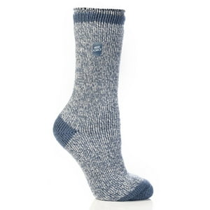Heat Force Women's Denim/ Cream Contrast Heel & Toe Twist Crew Sock 5-9