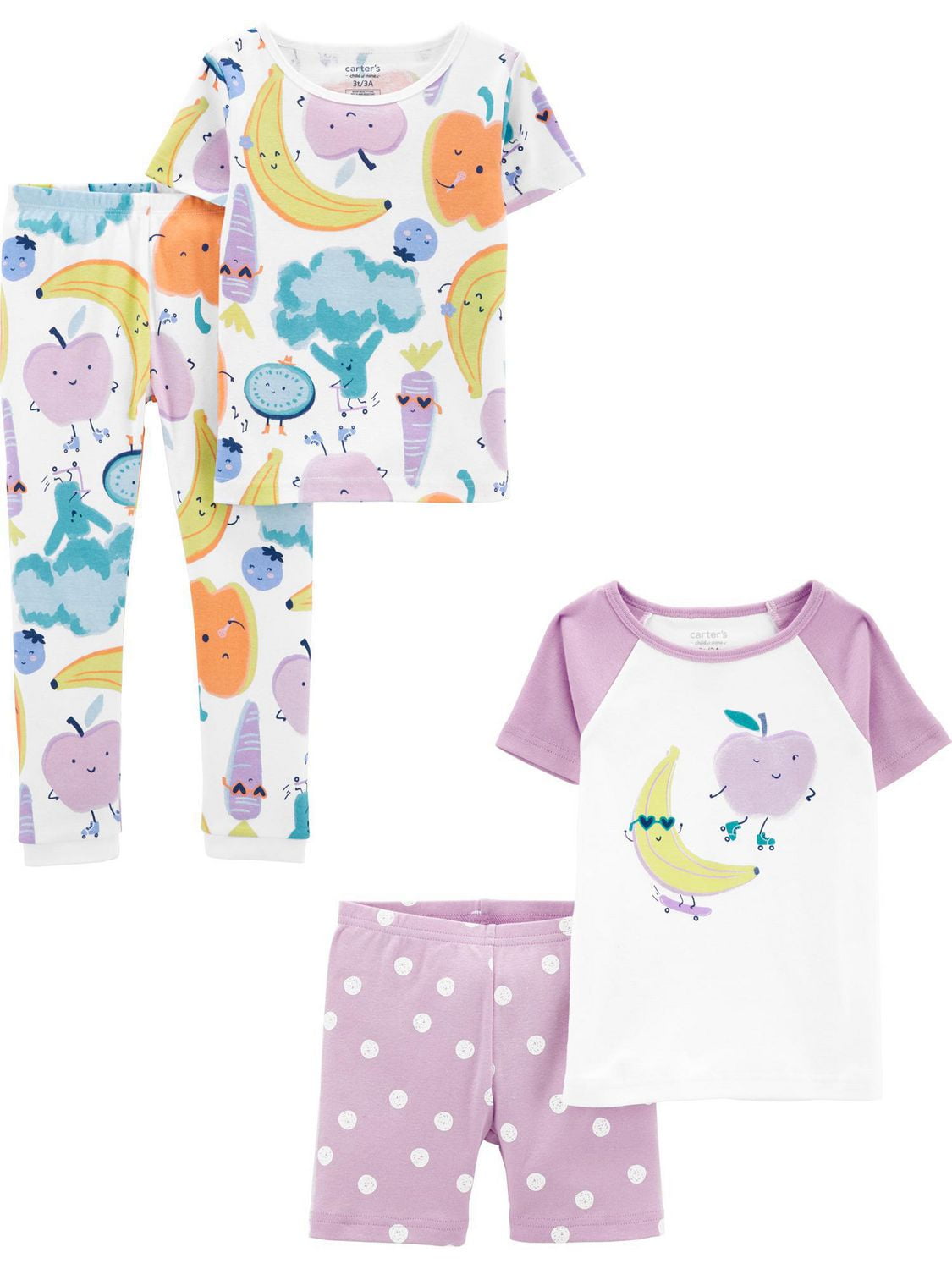 Child of Mine made by Carter's Baby Cotton  4-piece Pajama - Purple Fruit