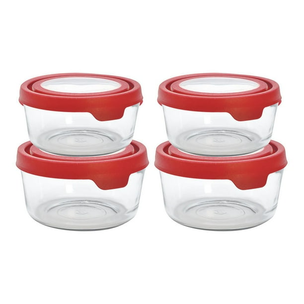 Anchor Hocking 8 Piece Glass Food Storage Set with Red Truseal Lids ...