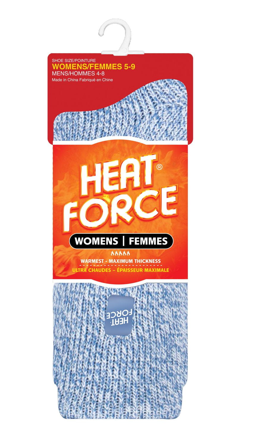Chaussettes mi-mollet chinées pour femmes Heat Force, tailles 5 à 9, denim et crème