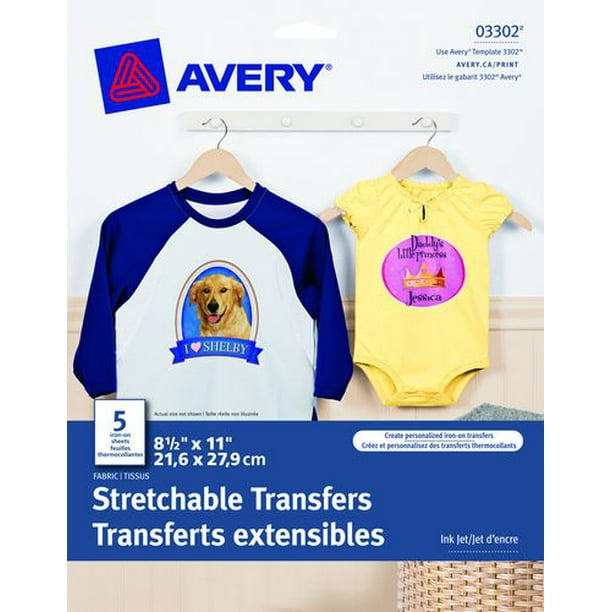 Avery® Transferts Thermocollants pour tissus extensibles