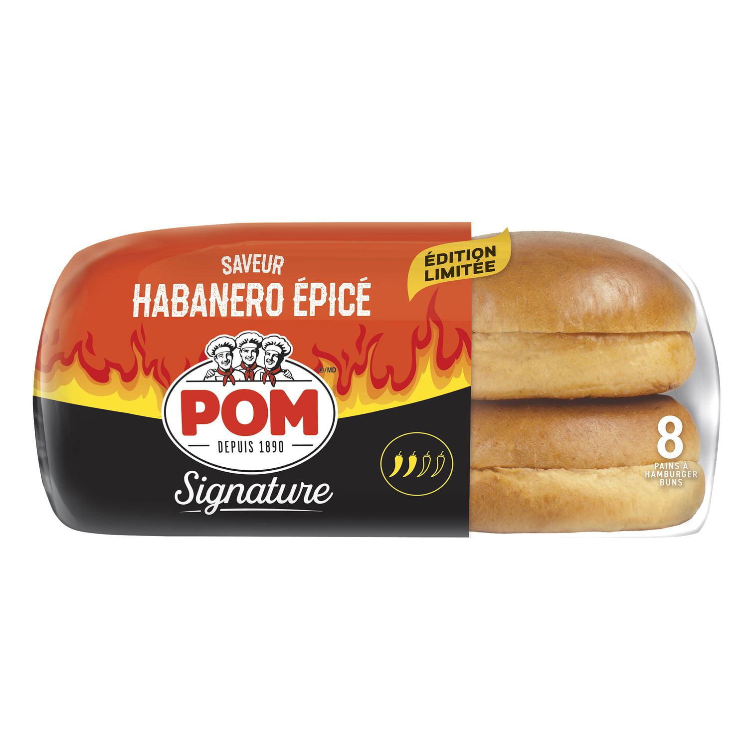 POM® Signature Spicy Habanero Burger Buns, Pack of 8
