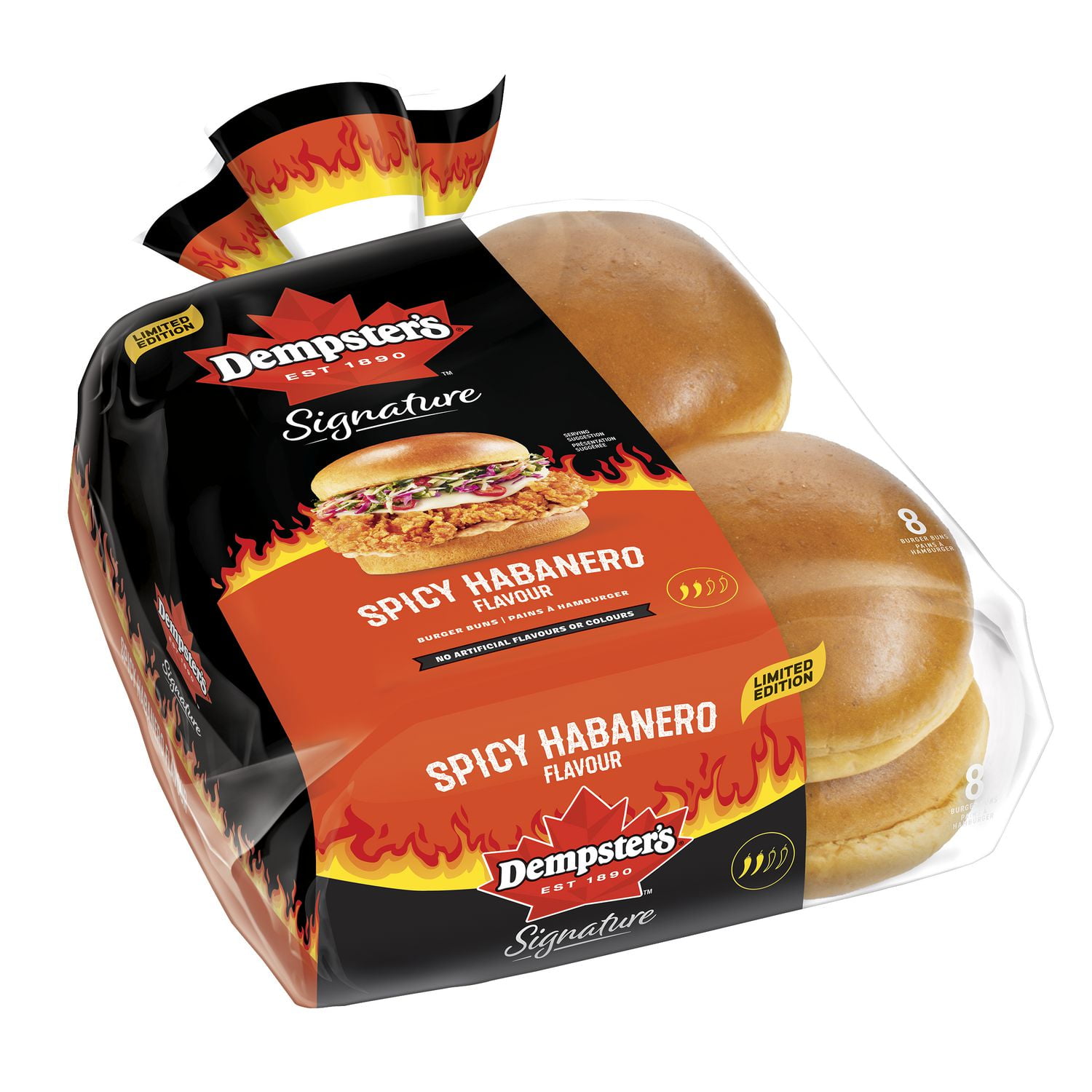 Dempster’s® Signature Spicy Habanero Burger Buns, Pack of 8