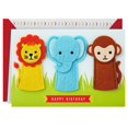 thumbnail image 1 of Hallmark Signature Birthday Card with Removable Finger Puppets for Kids (Jungle Animals), 1 of 7