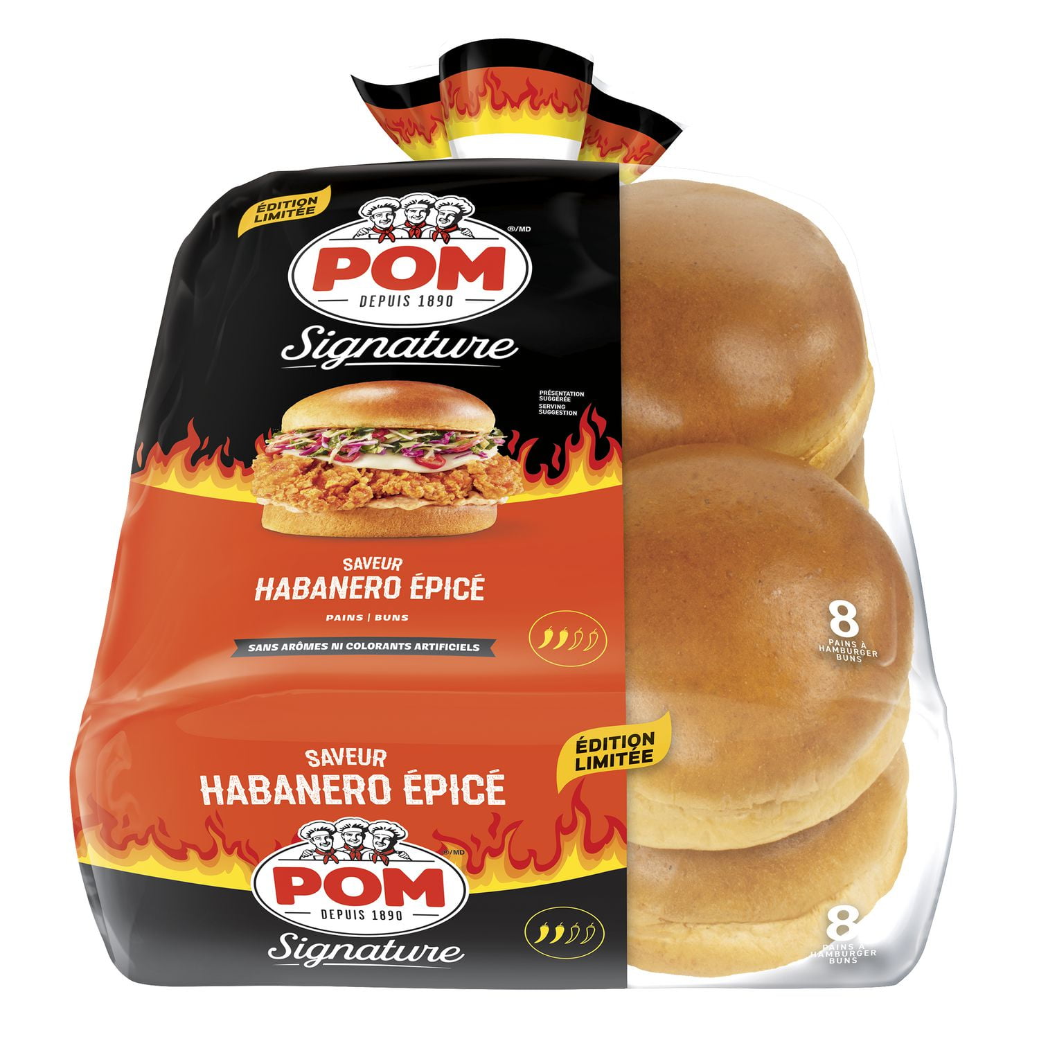 POM® Signature Spicy Habanero Burger Buns, Pack of 8
