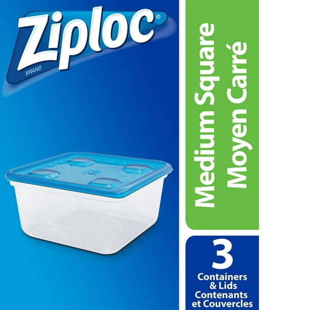 Ziploc® Brand, Food Storage Containers with Lids, Smart Snap Technology,  Deep Square, 3 ct
