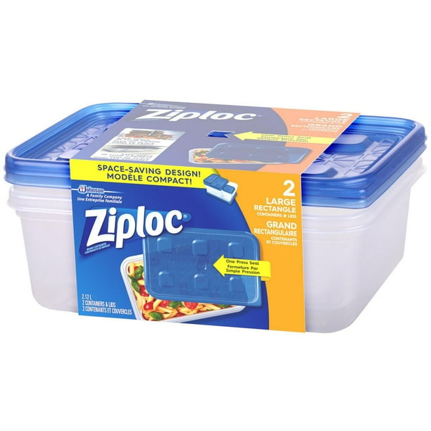 Ziploc Food Storage Meal Prep Containers Reusable For Kitchen Organization,  Smart Snap Technology, Dishwasher Safe, Deep Rectangle, 2 Count, 2.12 L 