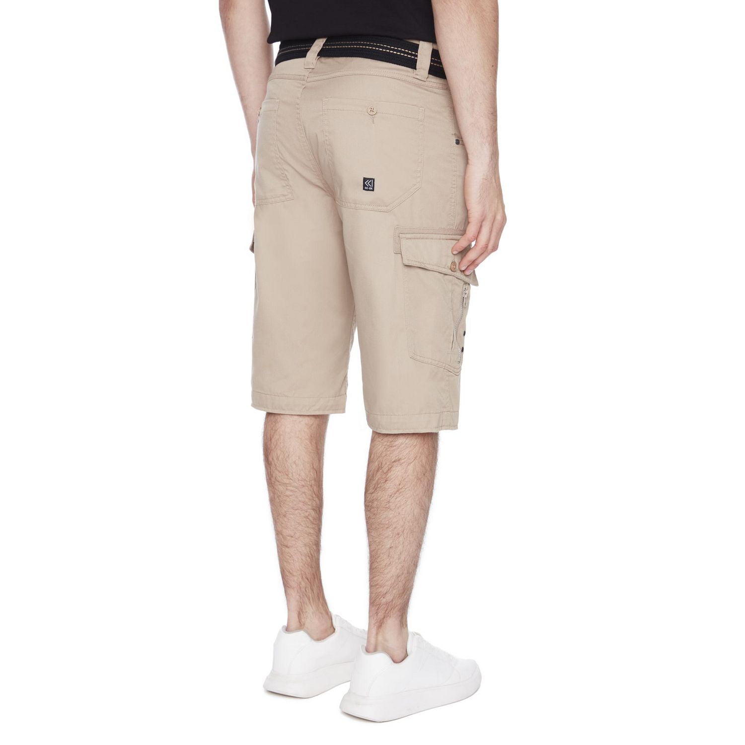Dark Black Men's Belted Cargo Capri Short - Beige Mix, Sizes 30-40