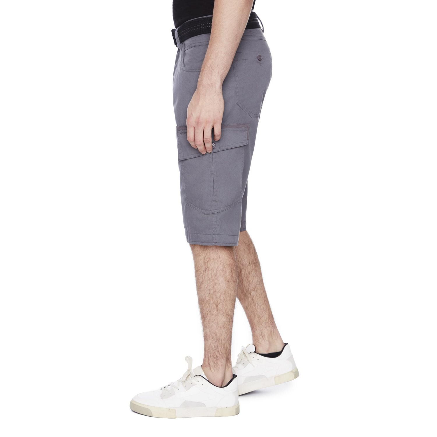 Dark Black Men's Belted Cargo Capri Short - Grey, Sizes 30-40