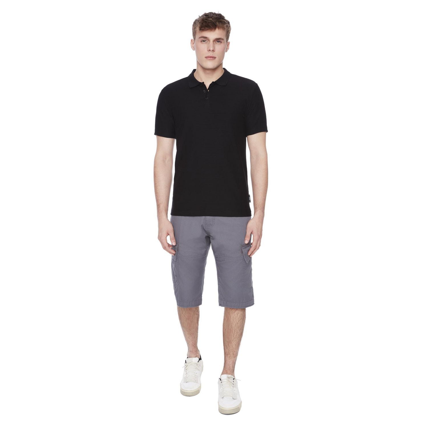 Dark Black Men's Belted Cargo Capri Short - Grey, Sizes 30-40