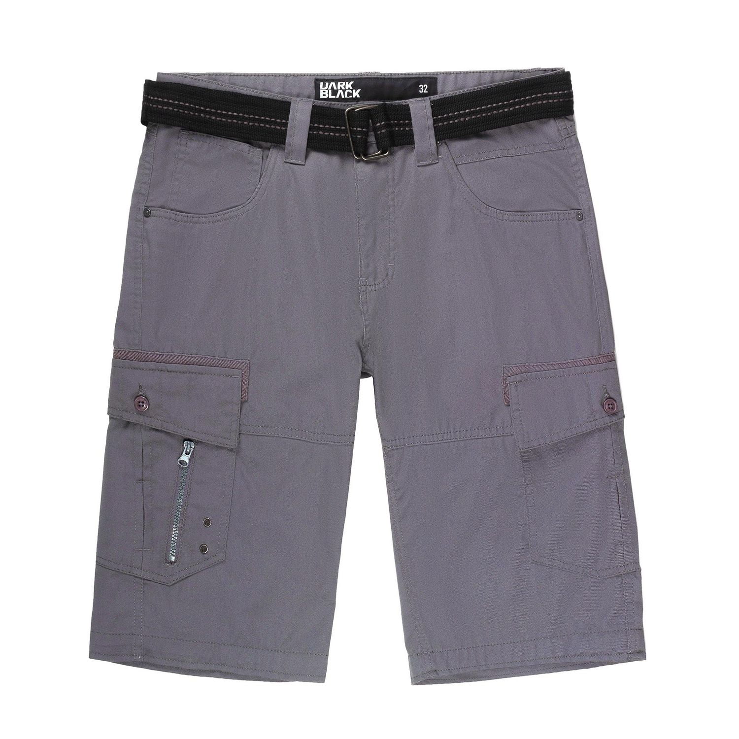 Dark Black Men's Belted Cargo Capri Short - Grey, Sizes 30-40