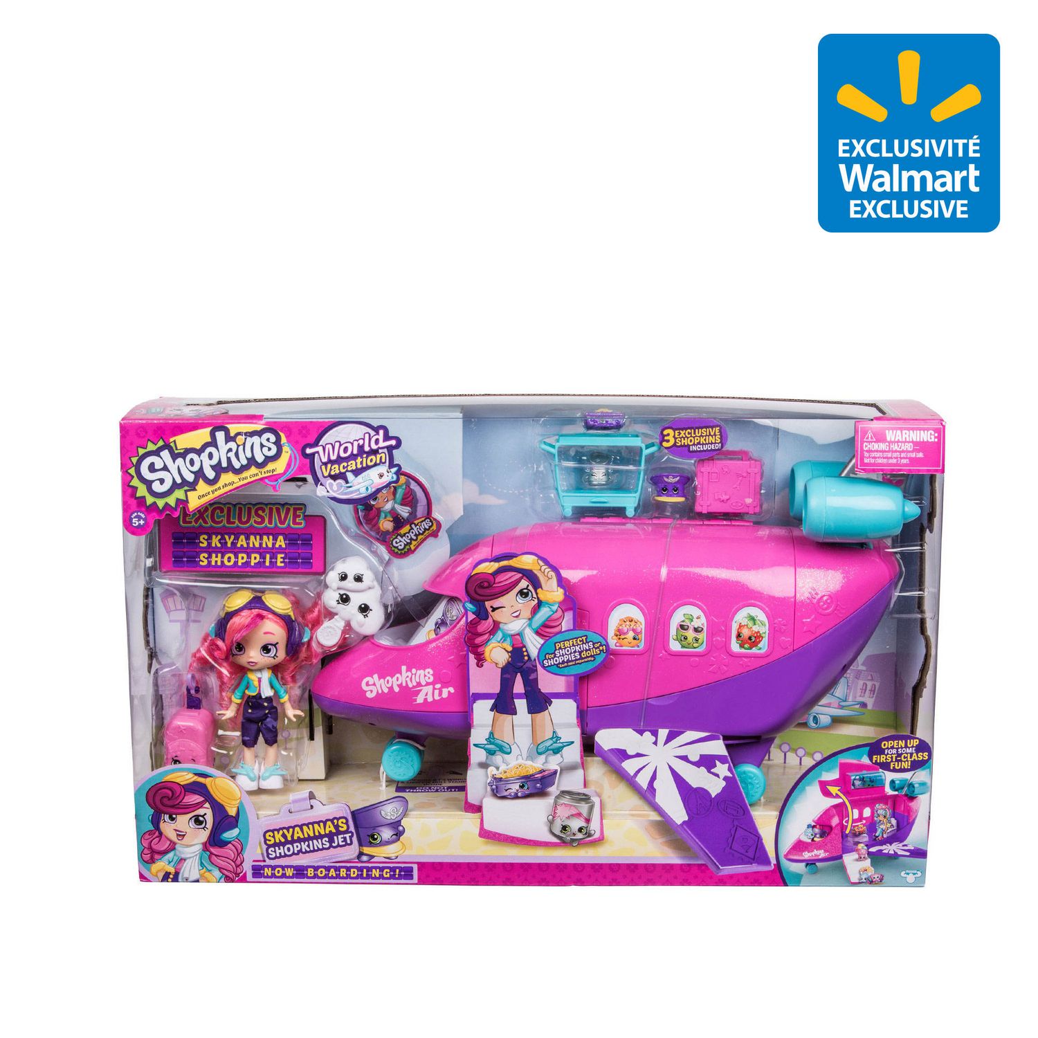 shopkins shoppies plane playset with doll