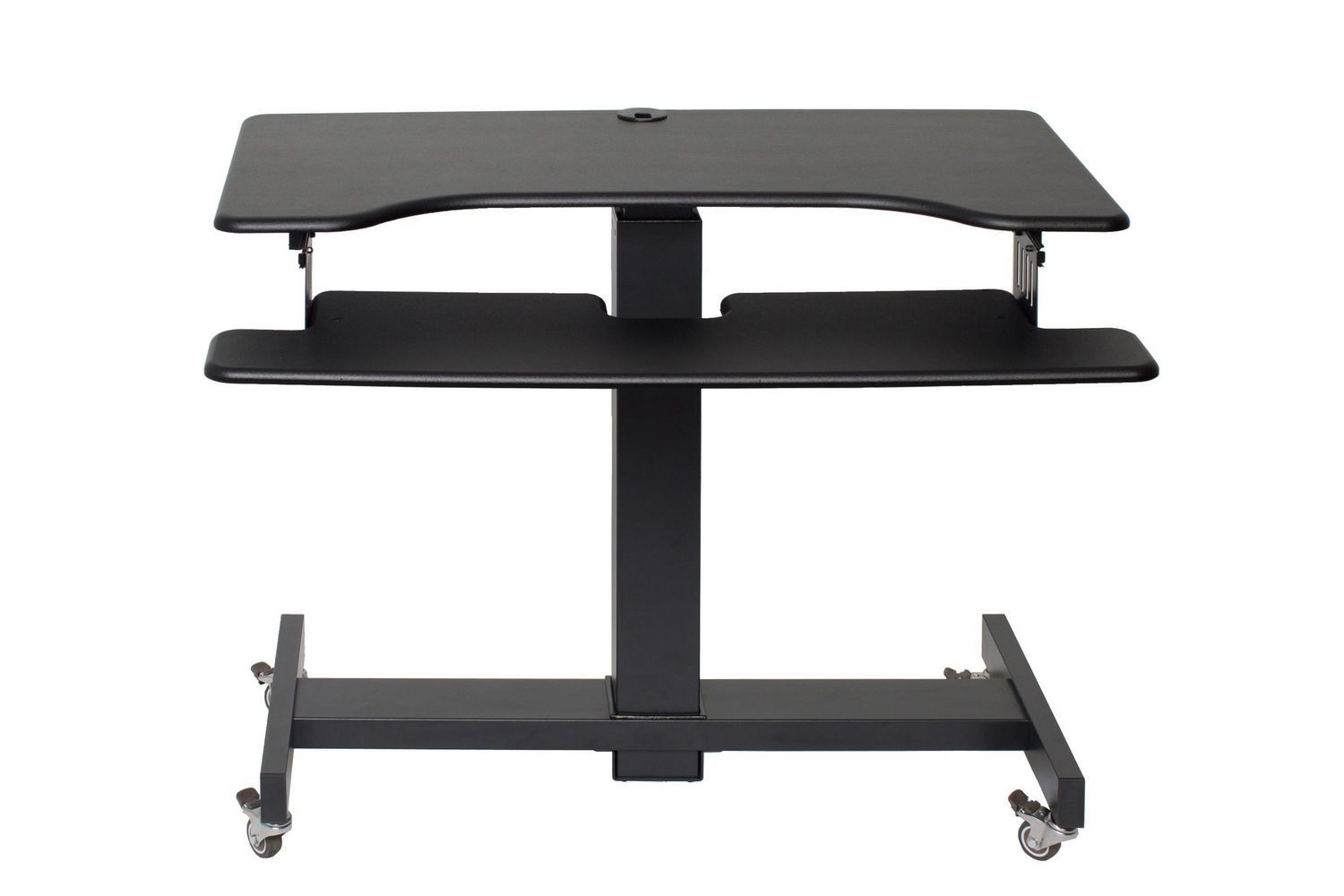 Rocelco 40 Height Adjustable Mobile Standing Desk - Sit Stand Home Office  School Computer Workstation Riser - Dual Monitor Keyboard Tray Gas Spring  Assist (Black) 