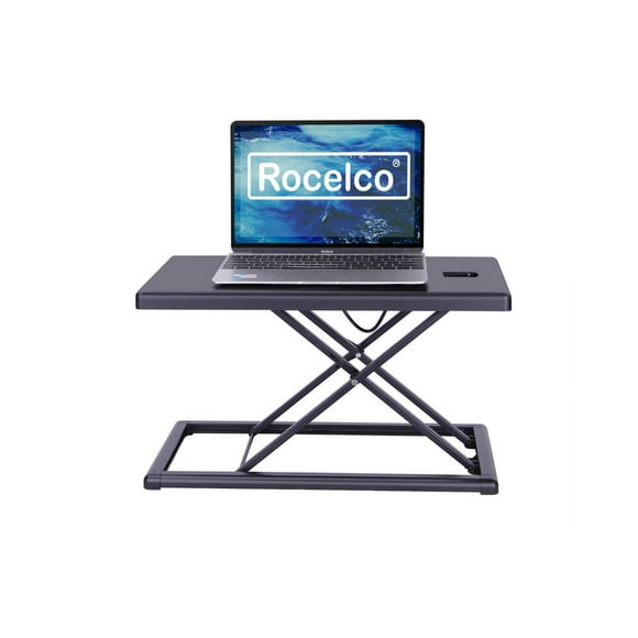 Rocelco 19" Portable Desk Riser - Height Adjustable Travel Standing Desk Converter - Premium Compact Sit Stand Up Laptop Rising Workstation with Carry Bag (Black)