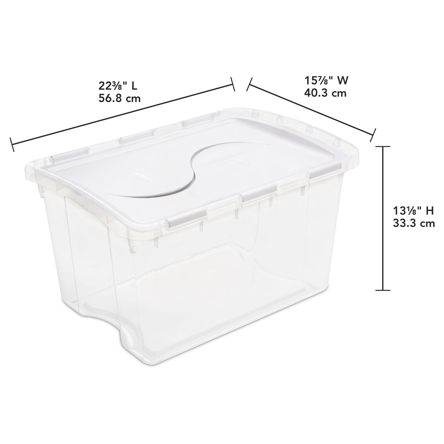 Sterilite 45L Hinged Lid White Storage Box, 45 L 