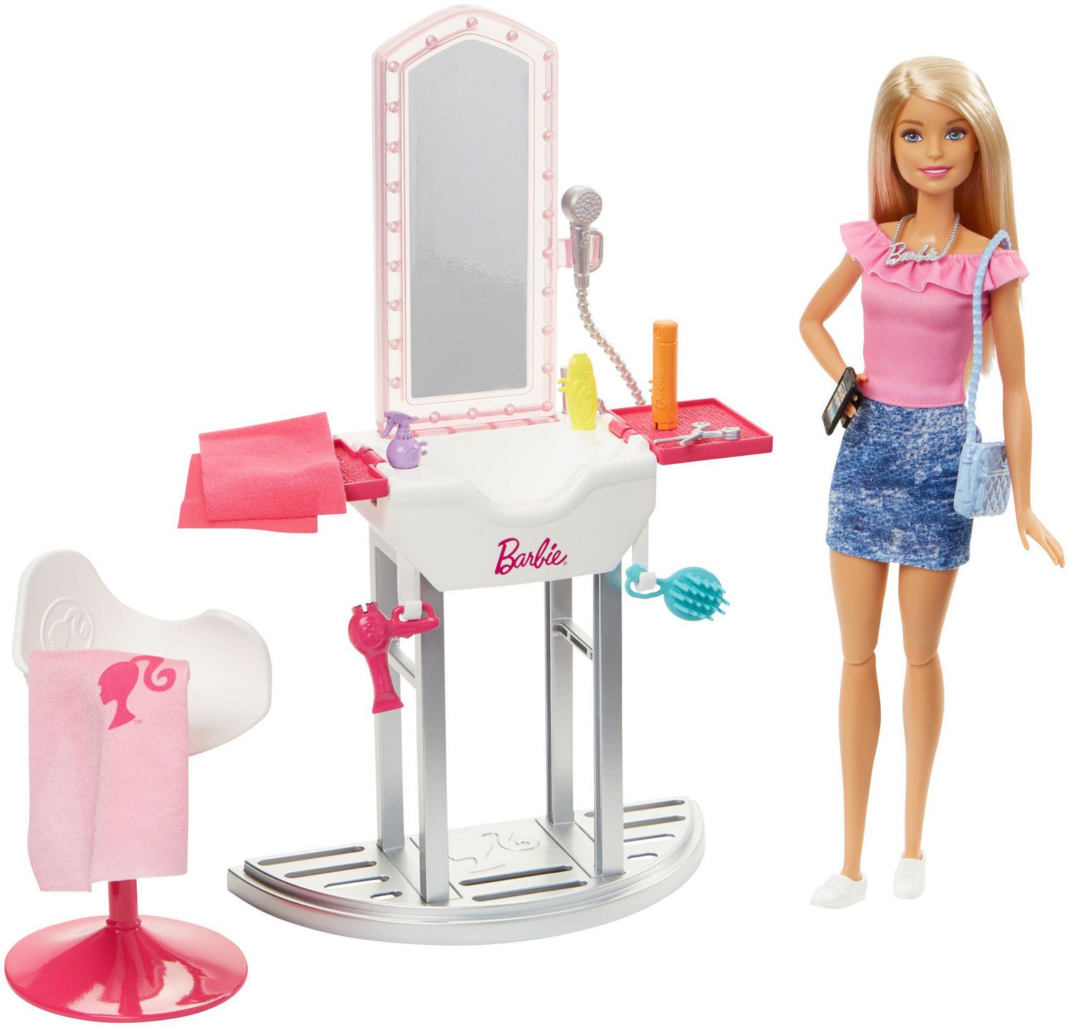 Barbie Doll And Salon Playset Blonde Hair Walmart Canada