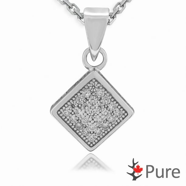 Pure CZ Micro Pave Fashion Pendant, in Sterling Silver with 18" Chain ...