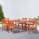 Malibu Ensemble de table à dîner de plein air en bois 7 pièces avec chaises pliantes – image 1 sur 7