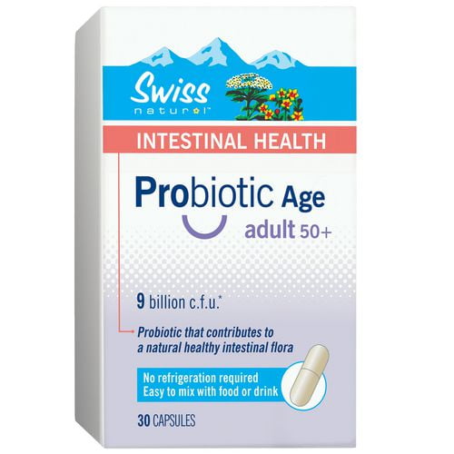 Adultes 50+ 9 milliards u.f.c. (aucune réfrigération requise) 30 capsules - Swiss Natural Probiotique Âge