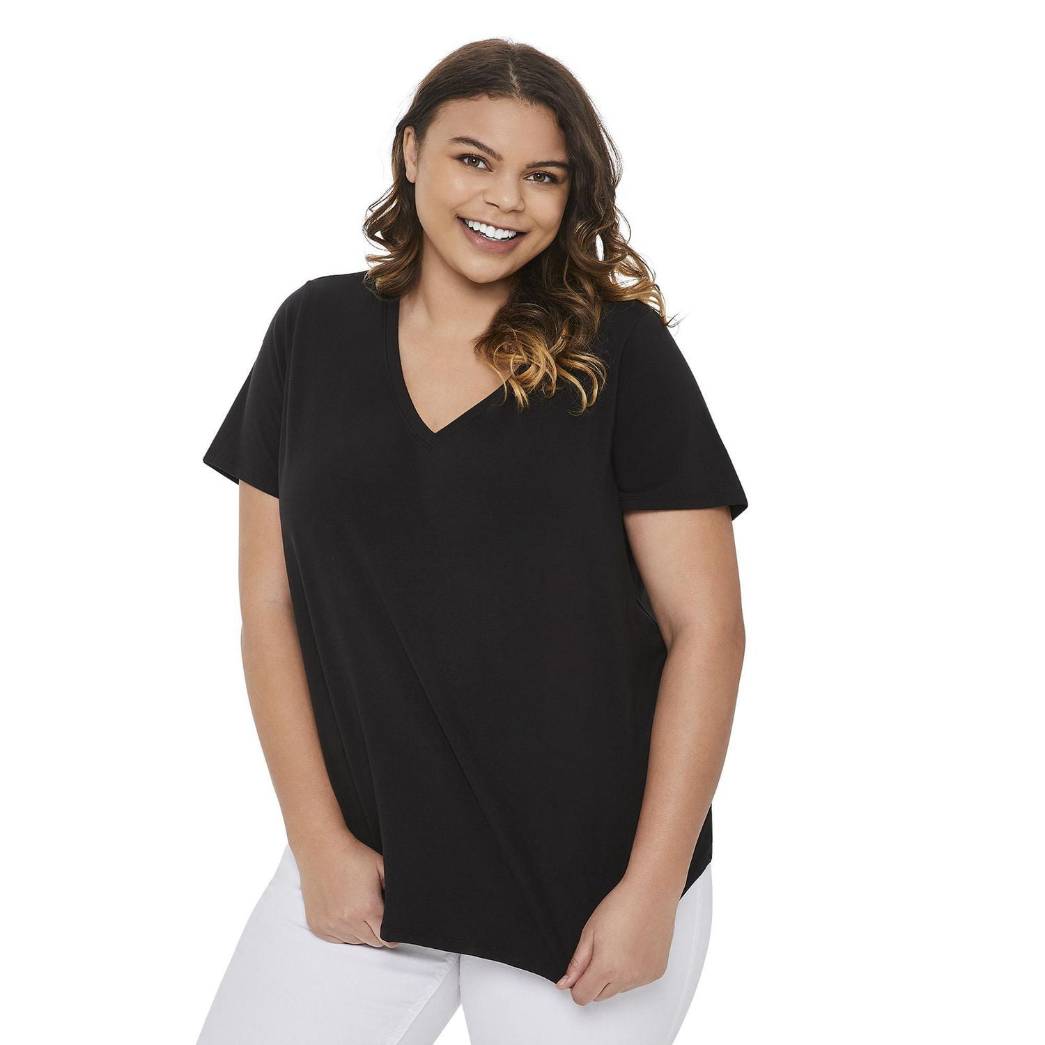 T-shirt avec encolure en V George Plus pour femmes Tailles 1X–4X
