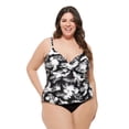 thumbnail image 1 of Krista Plus Women's Crossover Ruched V-Neck Tankini Swim Top, 1 of 5