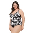 thumbnail image 2 of Krista Plus Women's Crossover Ruched V-Neck Tankini Swim Top, 2 of 5